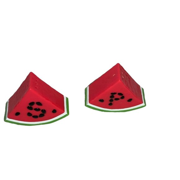WATERMELON WEDGE SALT & PEPPER Shaker SET - BRIGHT Colors PLASTIC - Picture 2 of 7